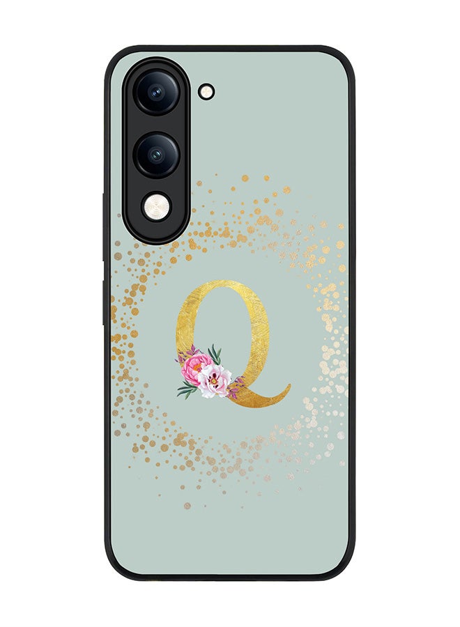 For vivo Y04 / Y29t 5G Case,Slim fit Camera Protection, Shockproof Thin Phone cover  - Custom Monogram Floral - Q  (Light Grey )
